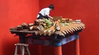 Young girl builds an ancient-style pavilion alone in 150 days