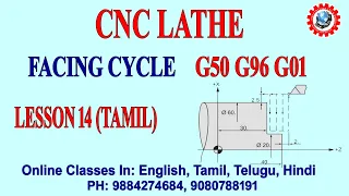 CNC TURNING -  FACING OPERATION  – FREE ONLINE LIVE STREAM – G96 G50 G01- தமிழ் வழி பயிற்சி