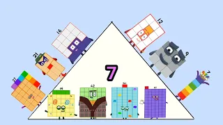 Numberblocks 6 add when moving up the pyramid from big to small numbers