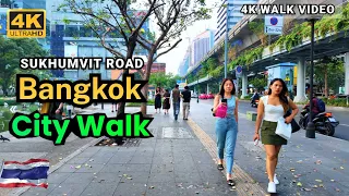 [4K HDR] Bangkok City February 2024 | Walking Around Sukhumvit Road