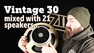 Celestion Vintage 30 vs 21 other speakers shootout, plus Mystery Speaker