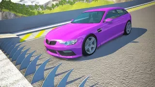 Spikes Embedded in Ramp against Cars Jumping Crashes #3 - BeamNG drive