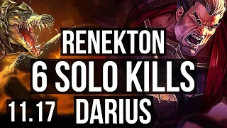 RENEKTON vs DARIUS (TOP) | 81% winrate, 6 solo kills, Legendary, 12/3/3 | BR Master | v11.17