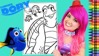 Coloring Finding Dory, Marlin & Crush GIANT Coloring Book Page Crayola Crayons | KiMMi THE CLOWN
