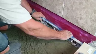 Mortar bed installation at Tile Shower