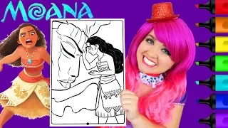 Coloring Moana & Te Ka Disney Crayola Coloring Page Prismacolor Markers | KiMMi THE CLOWN