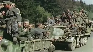 Czechoslovakia May 1945 in Colour WWII American and German troops in Motion (surrendering WH,SS,WL)