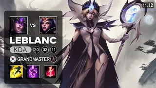 LeBlanc Mid vs Syndra - KR Grandmaster Patch 11.12