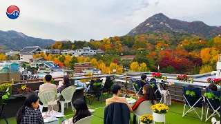 [4K] BUKCHON Hanok Village of Traditional Seoul. Scenery with Colorful Leaves, Sunday Afternoon.