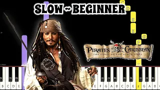 Pirates of the Caribbean - He's a Pirate Easy | Slow Beginner Piano Tutorial