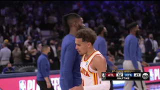 Nerlens Noel bumps into Trae Young on his way to the locker room 👀