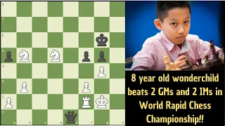 8 year old Roman Shogdzhiev defeats IM Zhandos Agmanov in Rapid World Chess Championship!