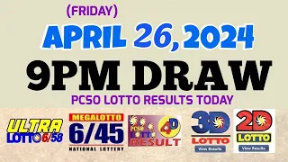 Lotto Result Today 9pm draw April 26, 2024 6/58 6/45 4D Swertres Ez2 PCSO