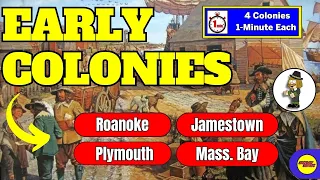 Early American Colonies: 1-Minute Overviews of Roanoke, Jamestown, Plymouth & Massachusetts Bay