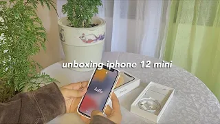 (white) iphone 12 mini unboxing 2022 raw | aesthetic asmr | sound and camera test, background noises