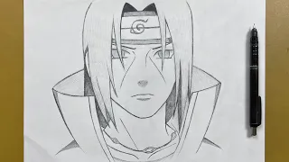 How to draw itachi uchiha step-by-step