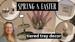 Spring and Easter Tiered Tray Decor~Farmhouse DIYs~Dollar Tree Spring and Easter Decor 2020