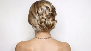 ПУЧОК С КОСОЙ, ПОШАГОВЫЙ ВИДЕО-УРОК | LACE BRAID UPDO TUTORIAL, HAIRSTYLE FOR LONG/MEDIUM HAIR