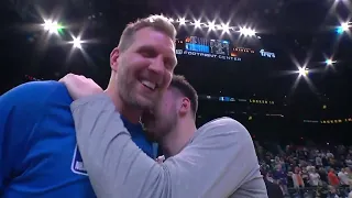 Dirk Nowitzki and Luka Doncic after the Game 7 win