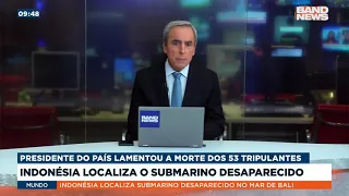 Indonésia Localiza o Submarino desaparecido, presidente do país lamentou a morte de 55 tripulantes