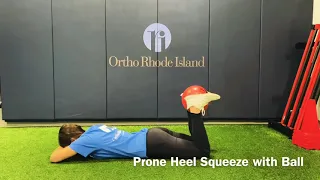 Prone Heel squeeze with ball