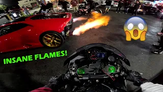 Ninja H2 Meets Fire Breathing Twin Turbo Lambo!