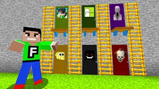 Minecraft PE : DO NOT CHOOSE THE WRONG DOOR! (Dream, FuzionDroid, Black Entity, SCP-096 & Spongebob)