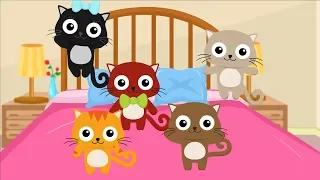 Five Little Kittens Jumping on the bed | Nursery Rhymes and Kids Songs