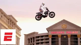 Travis Pastrana honors Evel Knievel by jumping Caesars Palace fountain in Las Vegas | ESPN