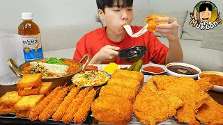 ASMR MUKBANG | Crunchy Cheese Pork Cutlet, fried shrimp, kimchi recipe ! eating