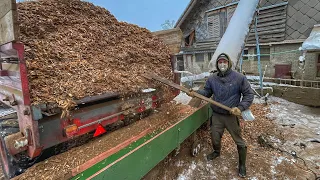 Wood-burning heating on a FARM in Switzerland, 50 cubic meters. in the HOUSE for the BOILER