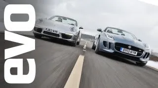 Jaguar F-type vs Porsche 911 Cabriolet | evo TRACK BATTLE