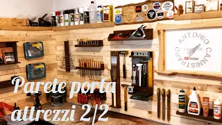 Come organizzare un  laboratorio. Parete porta attrezzi da pallet e scarti di lavorazione. Lab diy