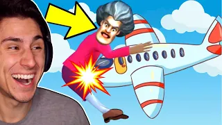 I HIT HER WITH A PLANE! | Scary Teacher 3D