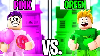 Using ONLY ONE COLOR In a BLOXBURG BUILD BATTLE CHALLENGE! (LankyBox Roblox Bloxburg!)