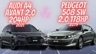 AUDI A4 avant 2.0 2021 vs PEUGEOT 508 sw 2.0 2019 Specs Comparison