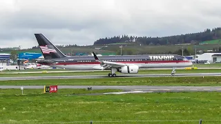 Donald Trump Land's in Aberdeen | Boeing 757-200 N757AF | Ex US President [HD]
