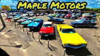 American Muscle Car Lot Inventory Walk 8/7/23 Maple Motors Classic Hotrods Oldschool USA New Update