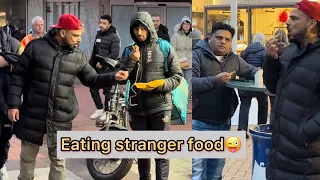 Eating stranger food by joker pranks