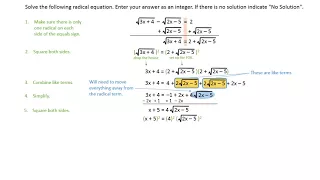 Solving radical equations Level 3