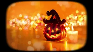 Cute Halloween Ambience & Music 🎃🍁 — Flickering Candle & Twinkling Lights 👻