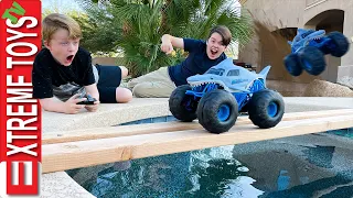 Monster Jam Megalodon Storm RC! Ethan and Cole Have a Extreme RC Challenge!