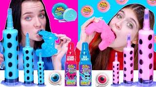 ASMR Pink and Blue Tik Tok Drink with Sour and Sweet Candy | Mukbang By LiLiBu