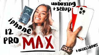 iPHONE 12 PRO MAX UNBOXING & SET UP! | accessory haul & 8 plus comparison