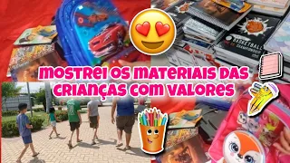 COMPRANDO MATERIAL ESCOLAR PARA TRÊS CRIANÇAS 📚/MOSTREI COM DETALHES+VALOR!