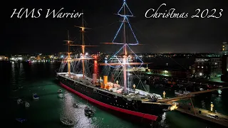 HMS Warrior (1860) First Armoured Battleship of the Royal Navy  - Christmas 2023 Portsmouth