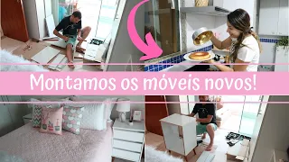 Marido voltou 😱 Quarto pronto pra receber a cabeceira | montamos as mesinhas e decoramos, pudim 😋