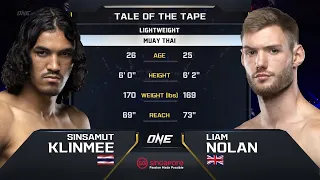 Sinsamut Klinmee vs. Liam Nolan | ONE Championship Full Fight