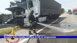 Verona. Gasolio sulla strada: traffico in tilt in tangenziale 30.05.2024