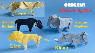 How to make origami leopard, buffalo, lion, rhino, elephant, step by step instructions